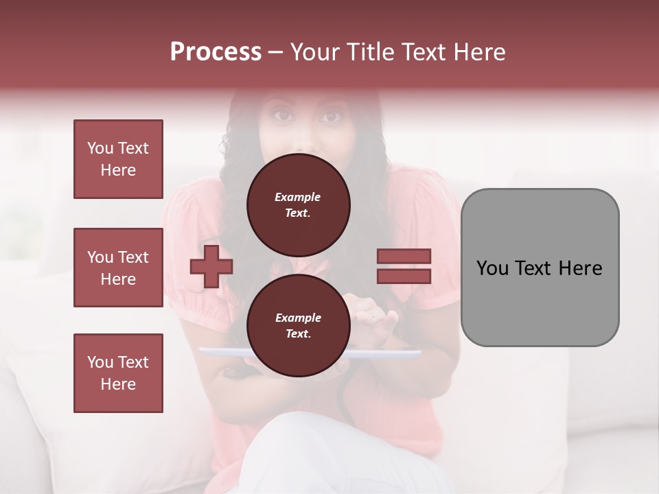 A Woman Sitting On A Couch Holding A Tablet PowerPoint Template