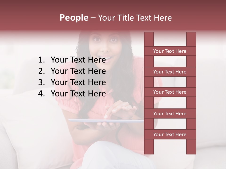 A Woman Sitting On A Couch Holding A Tablet PowerPoint Template