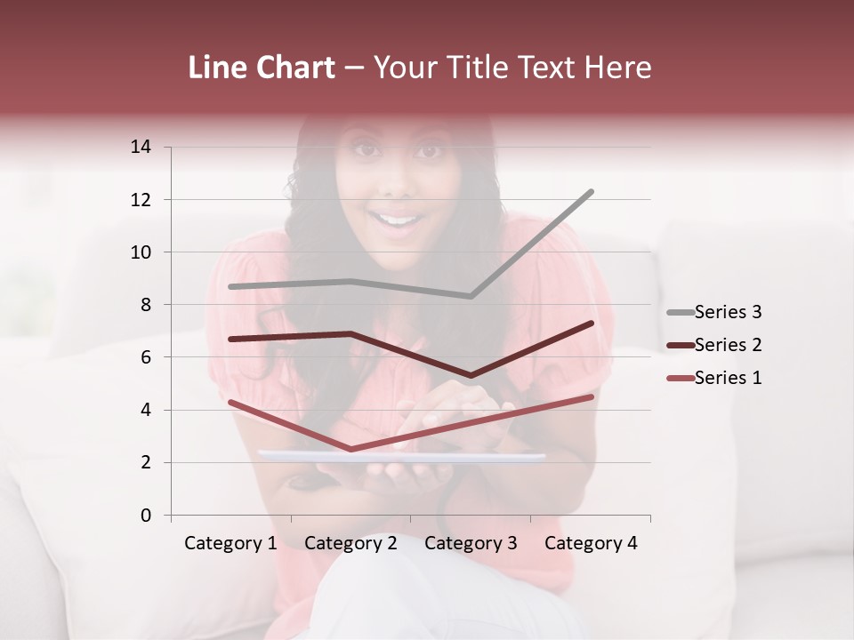 A Woman Sitting On A Couch Holding A Tablet PowerPoint Template