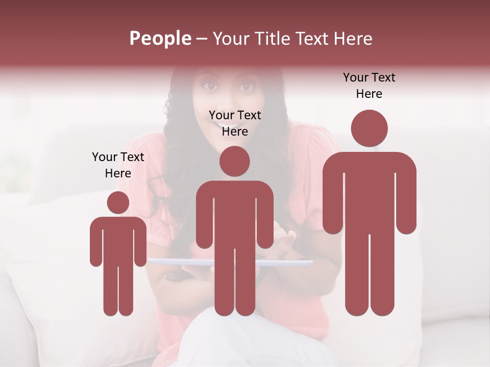 A Woman Sitting On A Couch Holding A Tablet PowerPoint Template