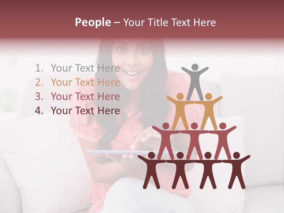 A Woman Sitting On A Couch Holding A Tablet PowerPoint Template