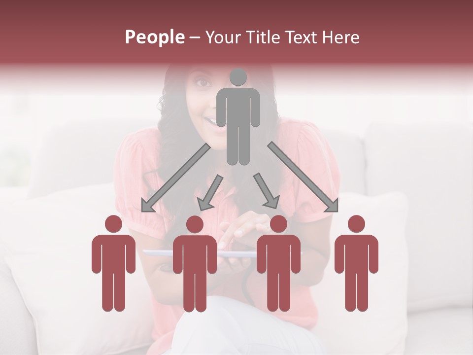 A Woman Sitting On A Couch Holding A Tablet PowerPoint Template