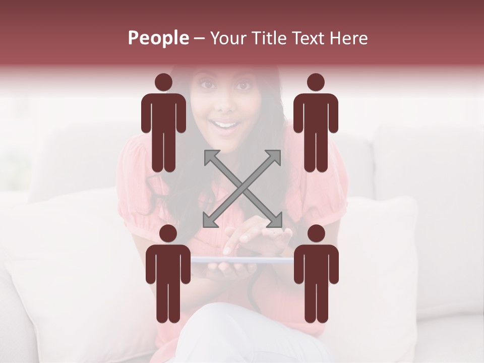A Woman Sitting On A Couch Holding A Tablet PowerPoint Template