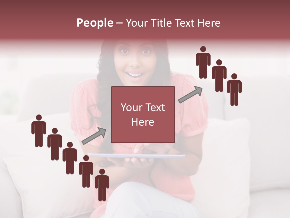A Woman Sitting On A Couch Holding A Tablet PowerPoint Template