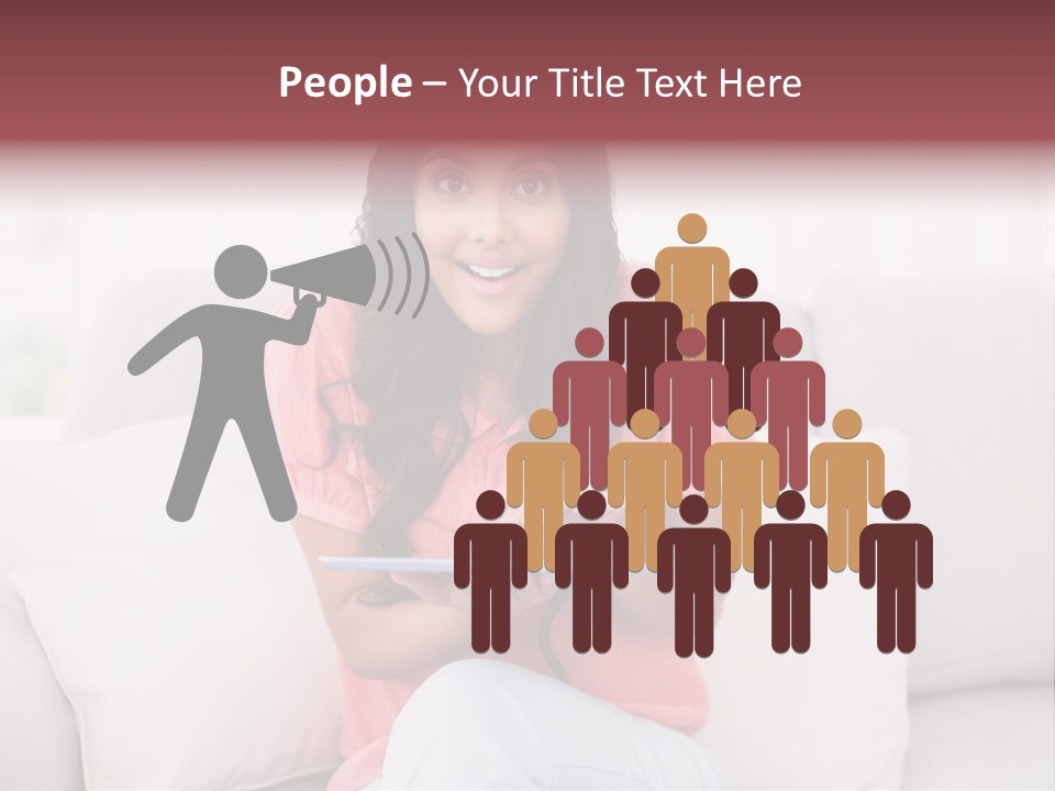 A Woman Sitting On A Couch Holding A Tablet PowerPoint Template