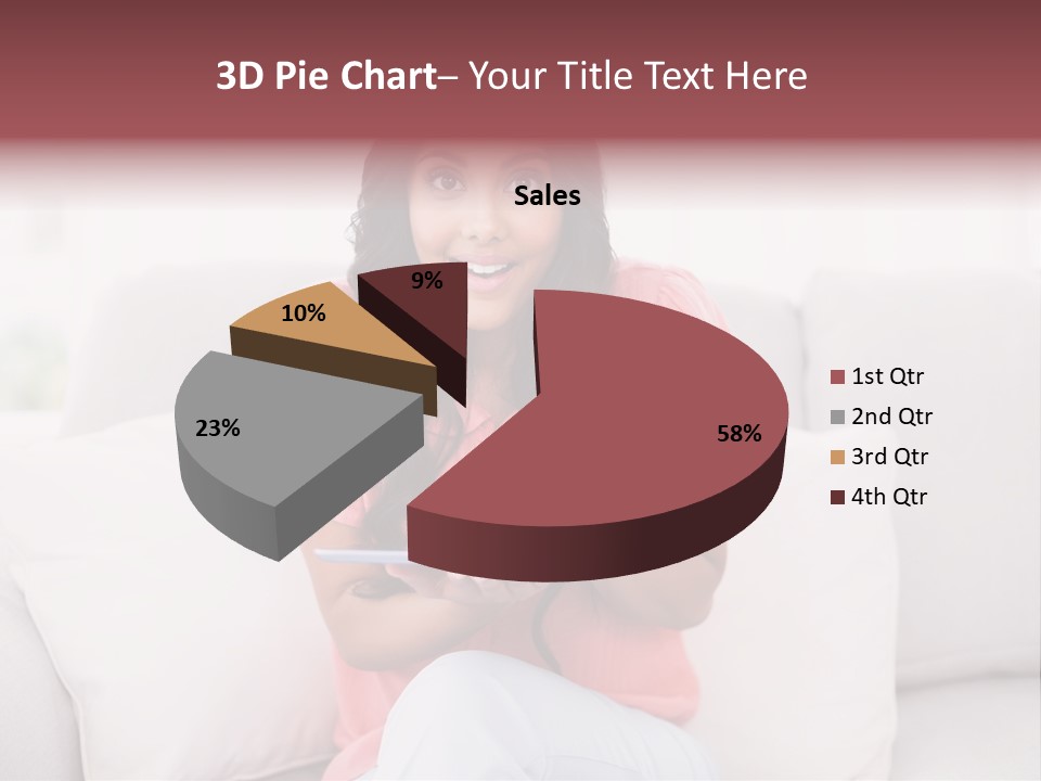 A Woman Sitting On A Couch Holding A Tablet PowerPoint Template