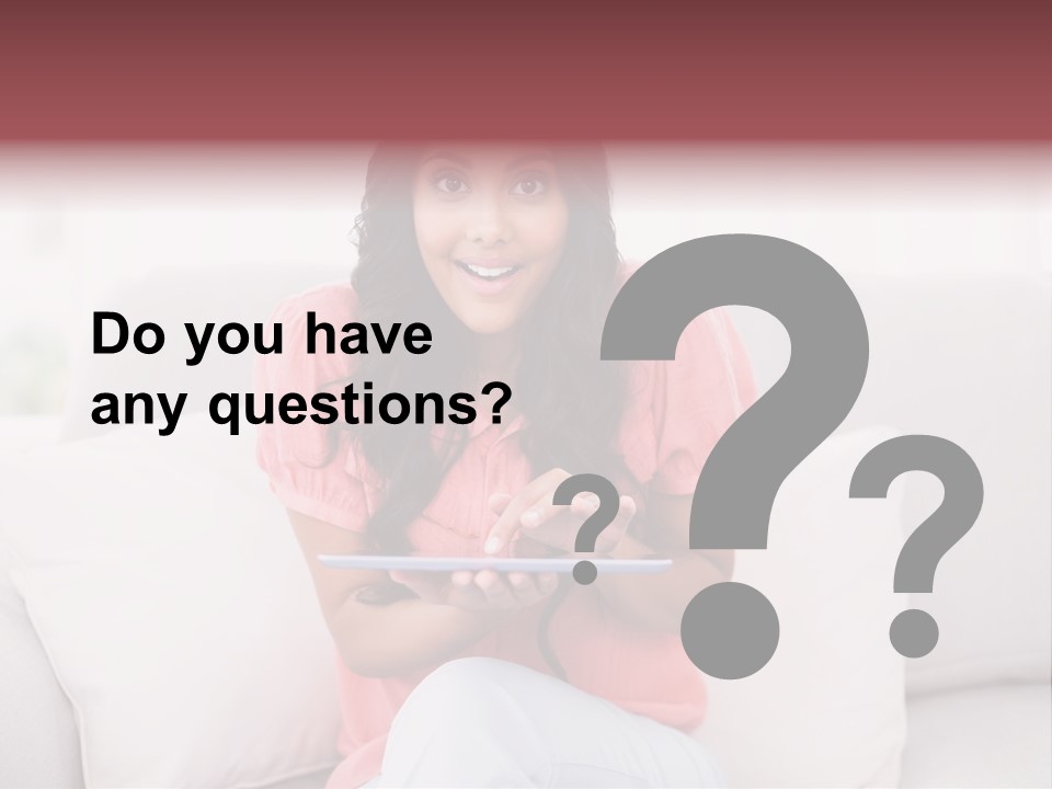 A Woman Sitting On A Couch Holding A Tablet PowerPoint Template