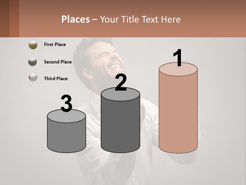 A Man In A White Shirt Is Holding His Fist Up PowerPoint Template