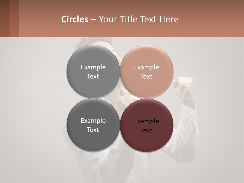 A Man In A White Shirt Is Holding His Fist Up PowerPoint Template