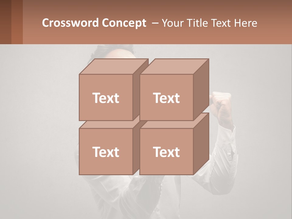 A Man In A White Shirt Is Holding His Fist Up PowerPoint Template