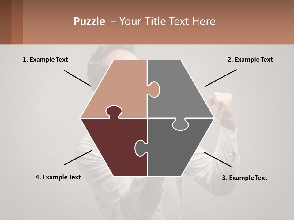 A Man In A White Shirt Is Holding His Fist Up PowerPoint Template