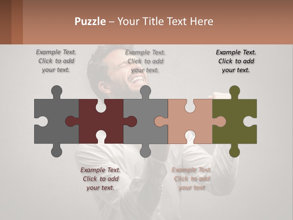 A Man In A White Shirt Is Holding His Fist Up PowerPoint Template