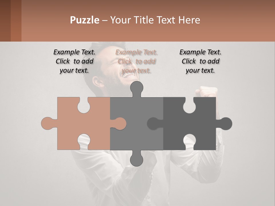 A Man In A White Shirt Is Holding His Fist Up PowerPoint Template