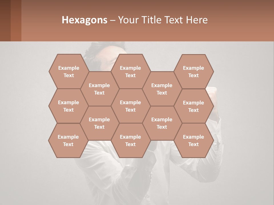 A Man In A White Shirt Is Holding His Fist Up PowerPoint Template