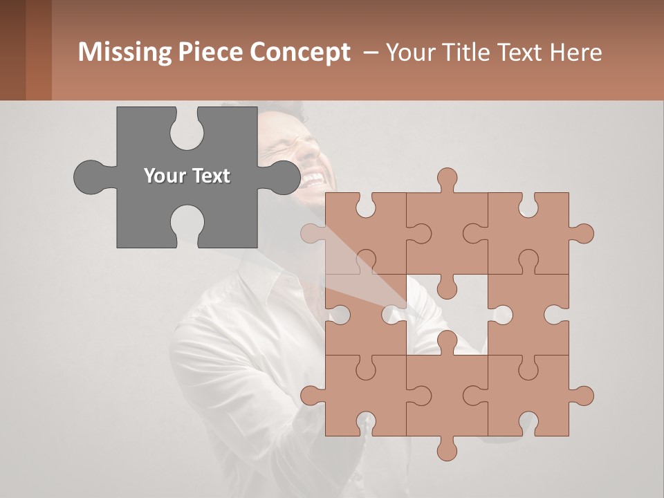 A Man In A White Shirt Is Holding His Fist Up PowerPoint Template