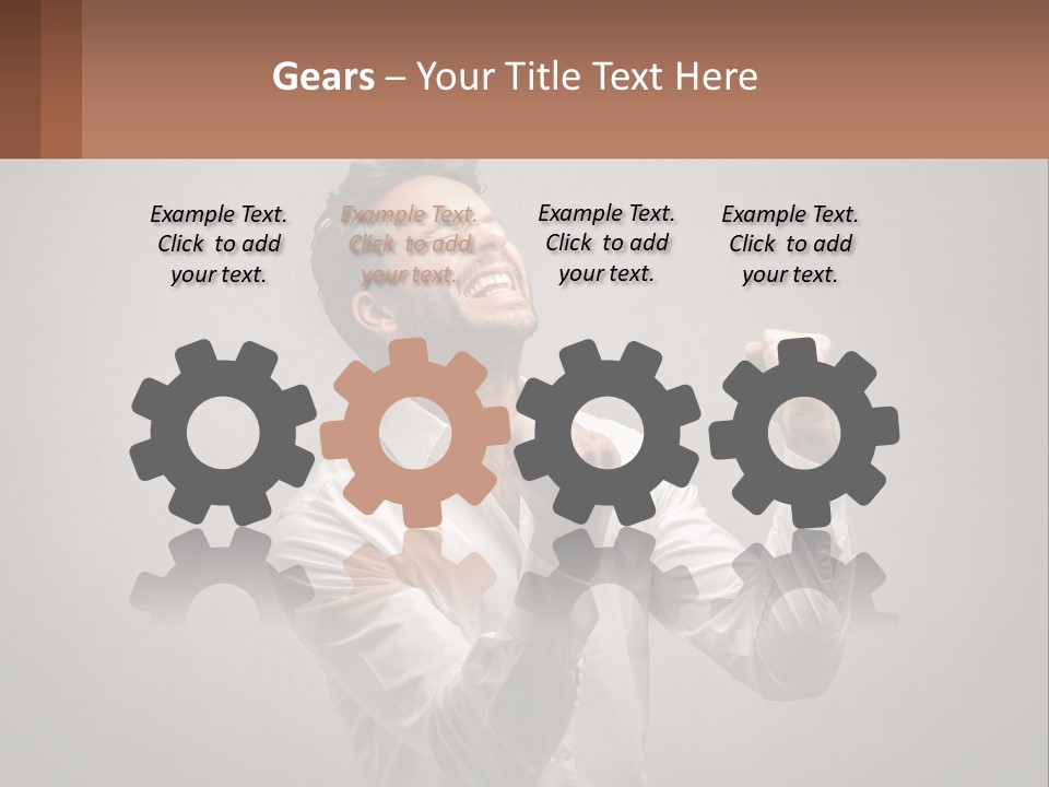 A Man In A White Shirt Is Holding His Fist Up PowerPoint Template