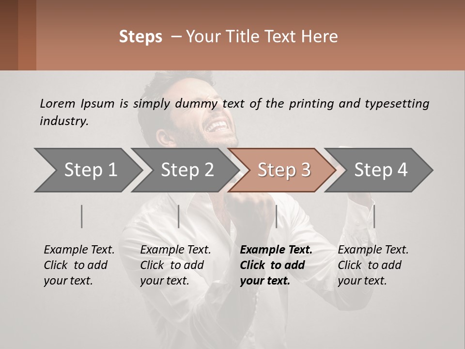A Man In A White Shirt Is Holding His Fist Up PowerPoint Template