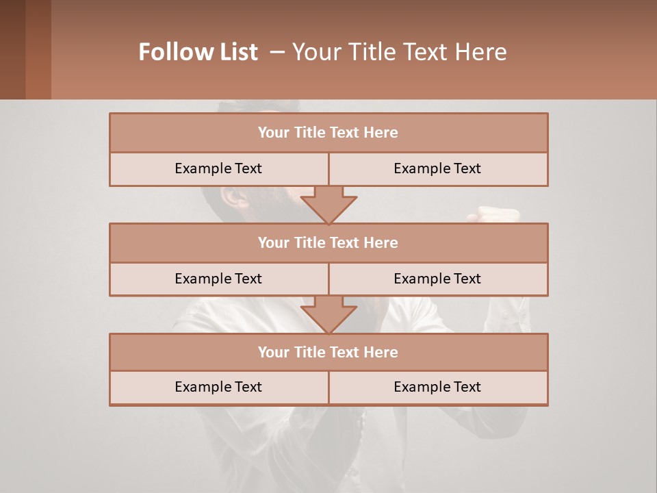 A Man In A White Shirt Is Holding His Fist Up PowerPoint Template