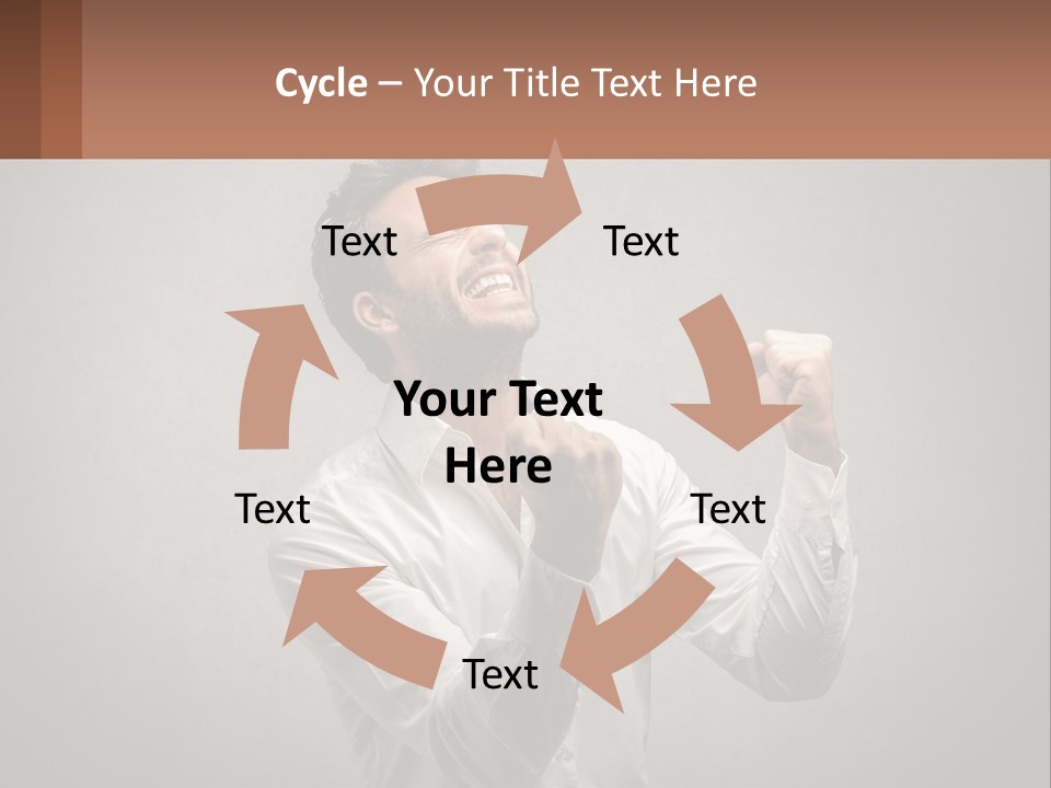 A Man In A White Shirt Is Holding His Fist Up PowerPoint Template