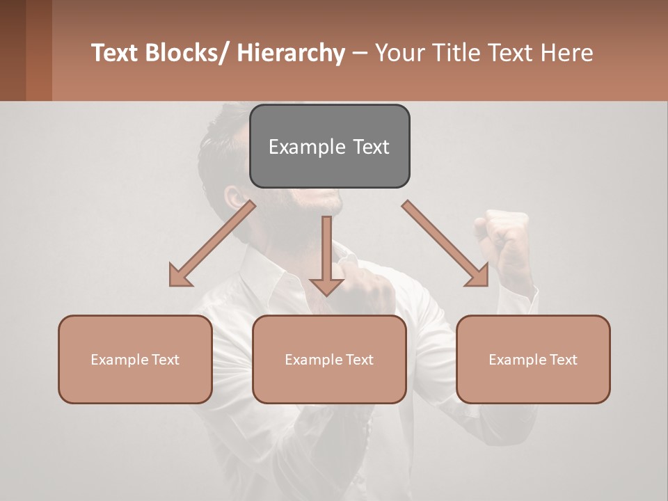 A Man In A White Shirt Is Holding His Fist Up PowerPoint Template
