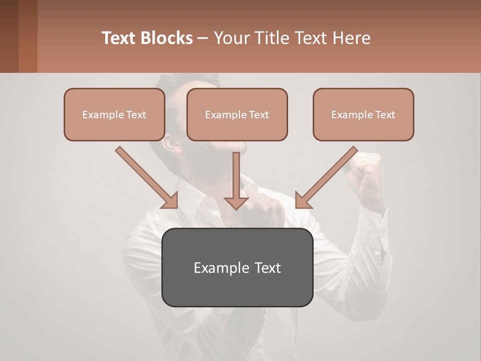 A Man In A White Shirt Is Holding His Fist Up PowerPoint Template