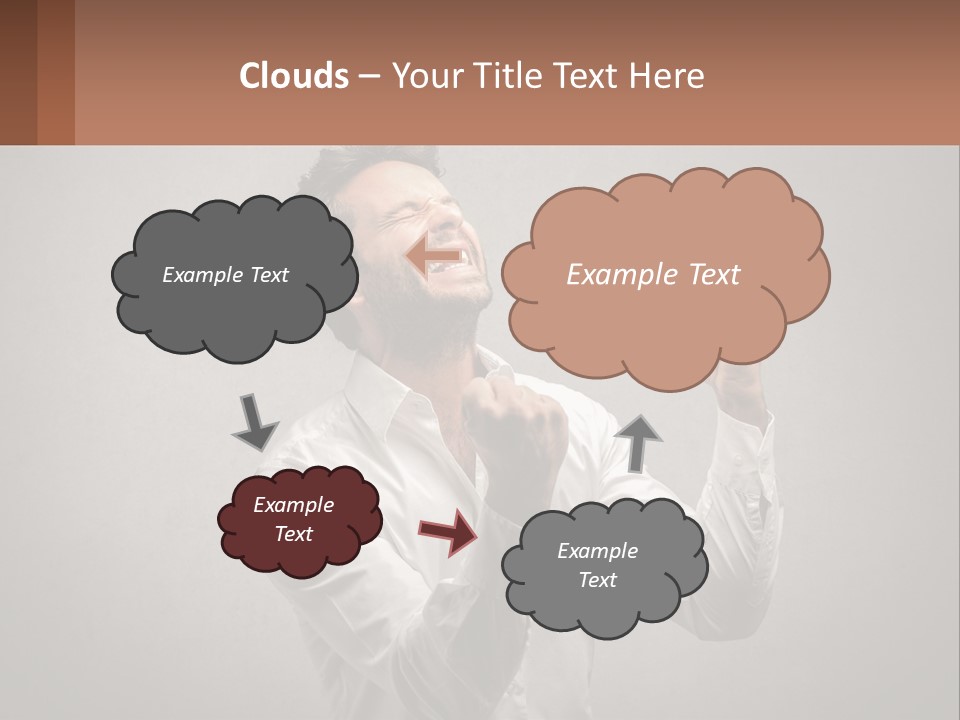 A Man In A White Shirt Is Holding His Fist Up PowerPoint Template