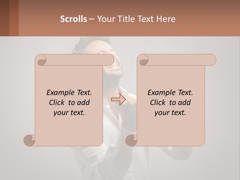 A Man In A White Shirt Is Holding His Fist Up PowerPoint Template