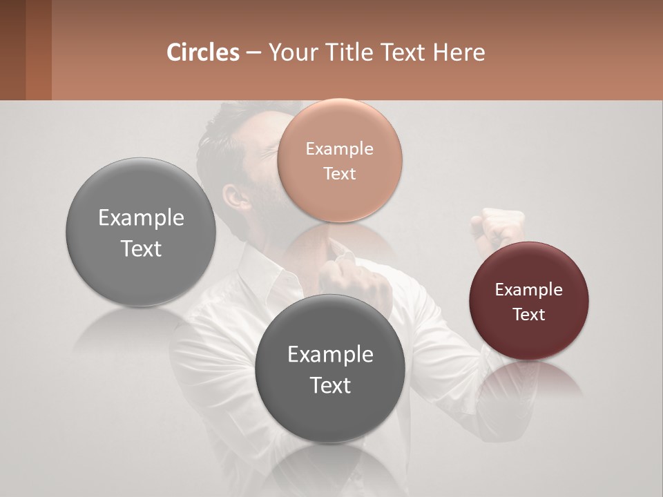 A Man In A White Shirt Is Holding His Fist Up PowerPoint Template