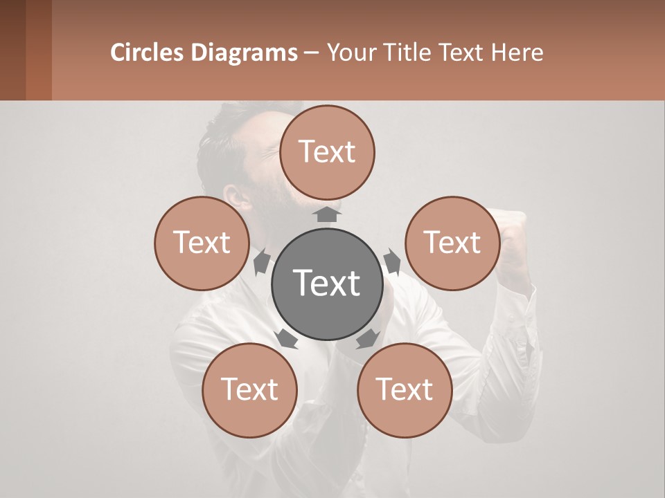 A Man In A White Shirt Is Holding His Fist Up PowerPoint Template