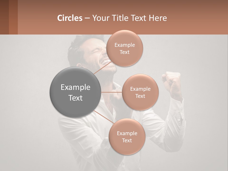 A Man In A White Shirt Is Holding His Fist Up PowerPoint Template