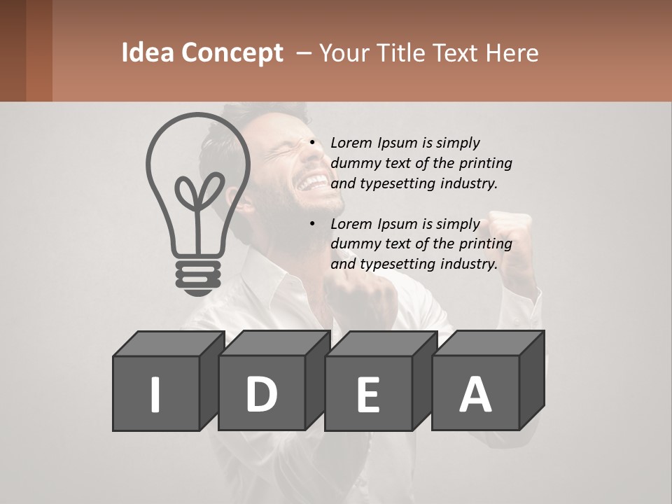 A Man In A White Shirt Is Holding His Fist Up PowerPoint Template