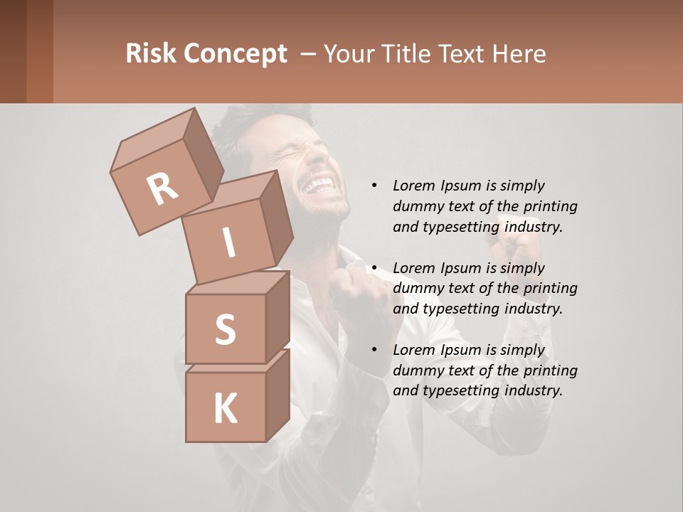 A Man In A White Shirt Is Holding His Fist Up PowerPoint Template