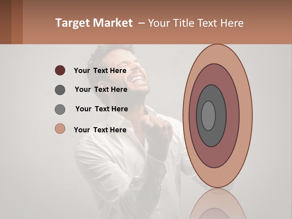 A Man In A White Shirt Is Holding His Fist Up PowerPoint Template