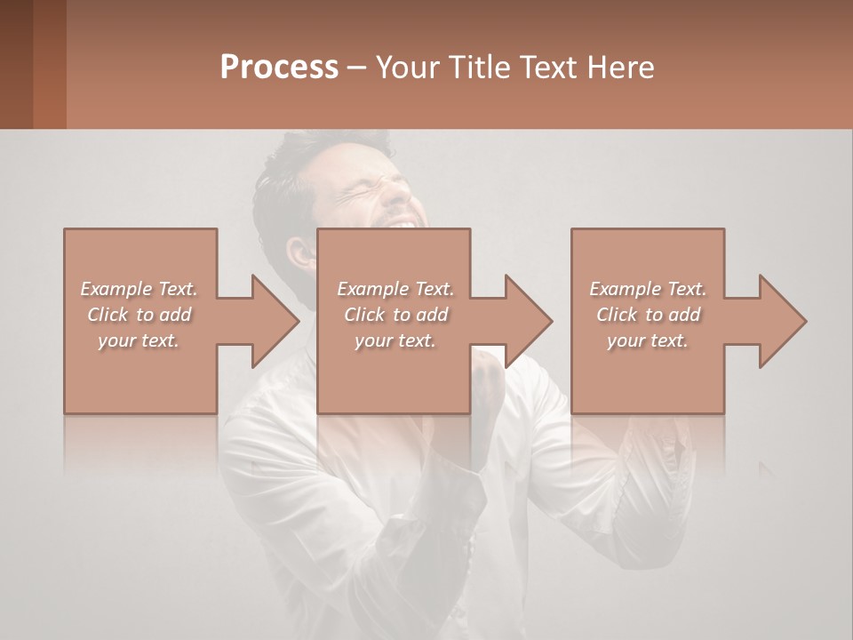 A Man In A White Shirt Is Holding His Fist Up PowerPoint Template