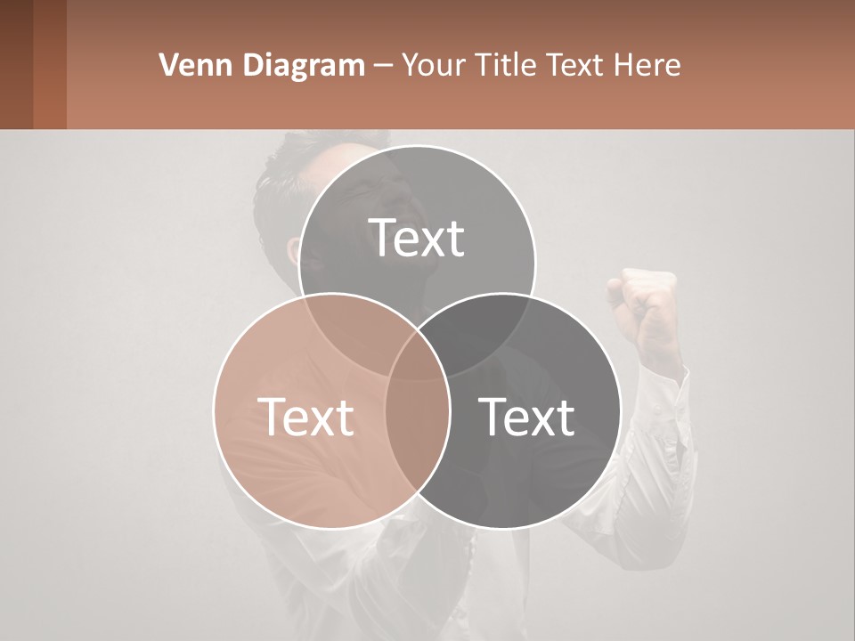 A Man In A White Shirt Is Holding His Fist Up PowerPoint Template