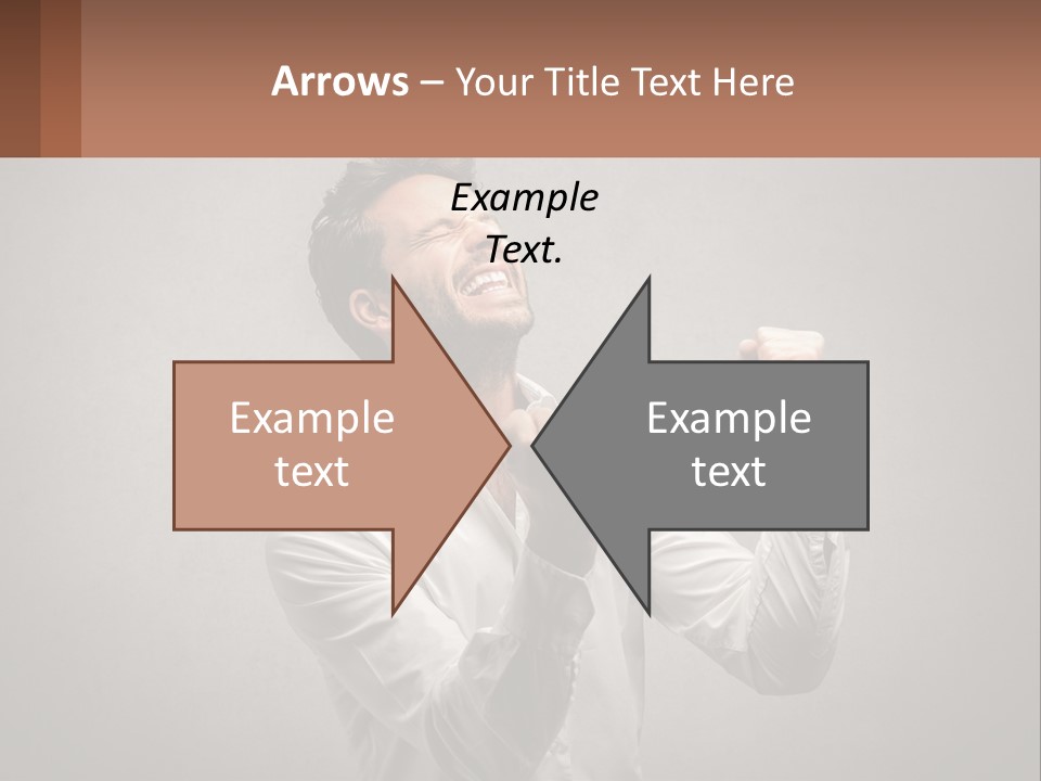 A Man In A White Shirt Is Holding His Fist Up PowerPoint Template