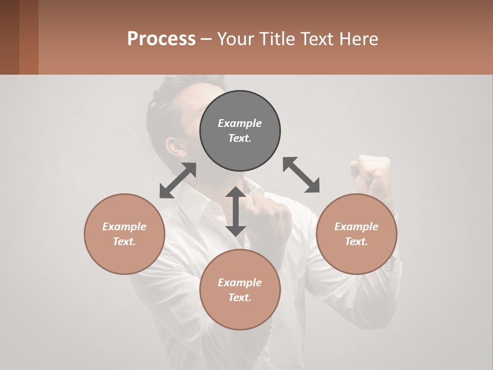 A Man In A White Shirt Is Holding His Fist Up PowerPoint Template