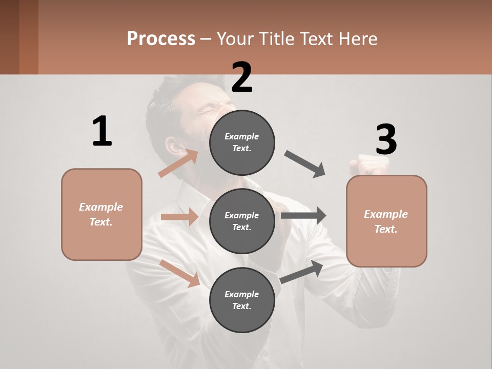 A Man In A White Shirt Is Holding His Fist Up PowerPoint Template