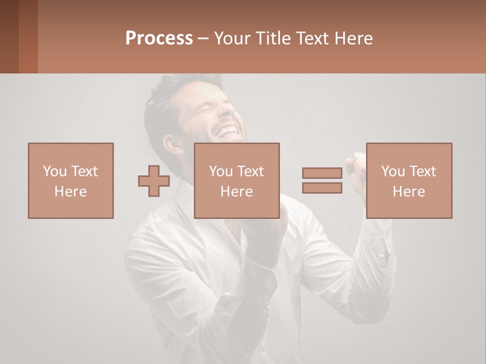 A Man In A White Shirt Is Holding His Fist Up PowerPoint Template