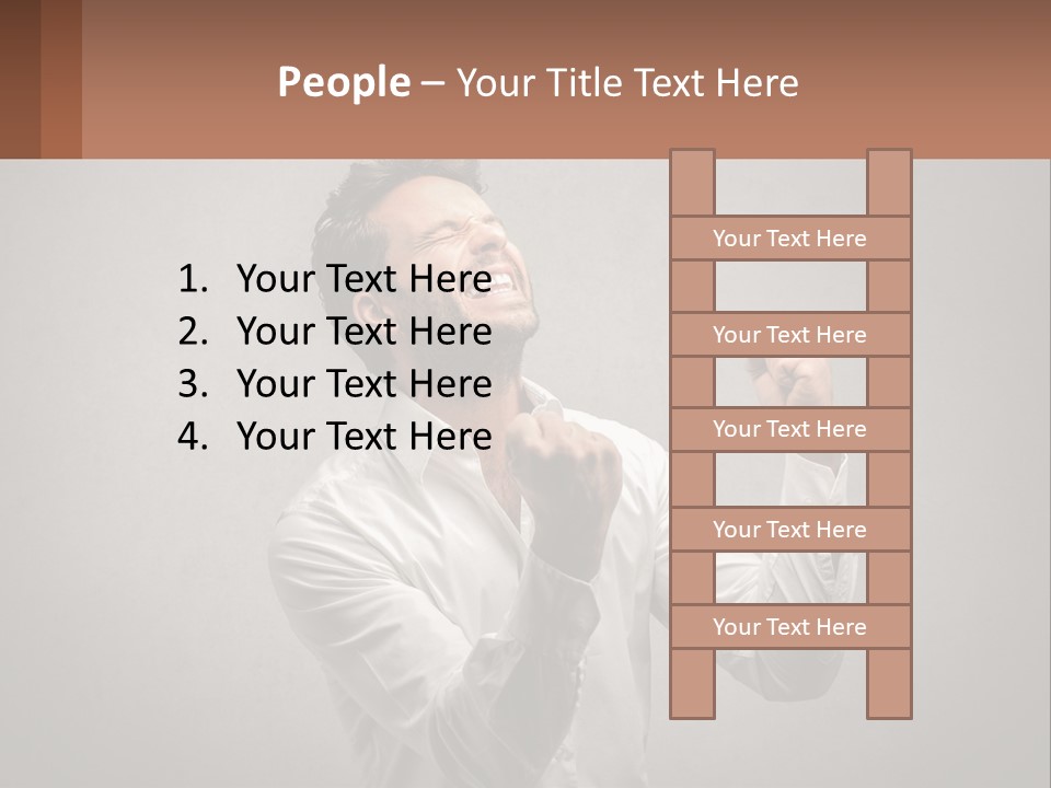 A Man In A White Shirt Is Holding His Fist Up PowerPoint Template