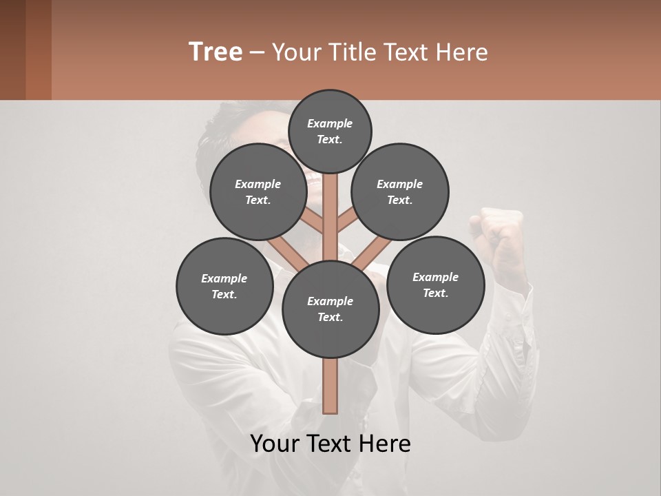 A Man In A White Shirt Is Holding His Fist Up PowerPoint Template