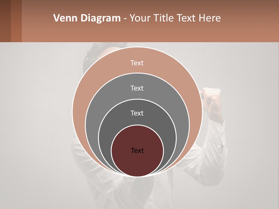 A Man In A White Shirt Is Holding His Fist Up PowerPoint Template