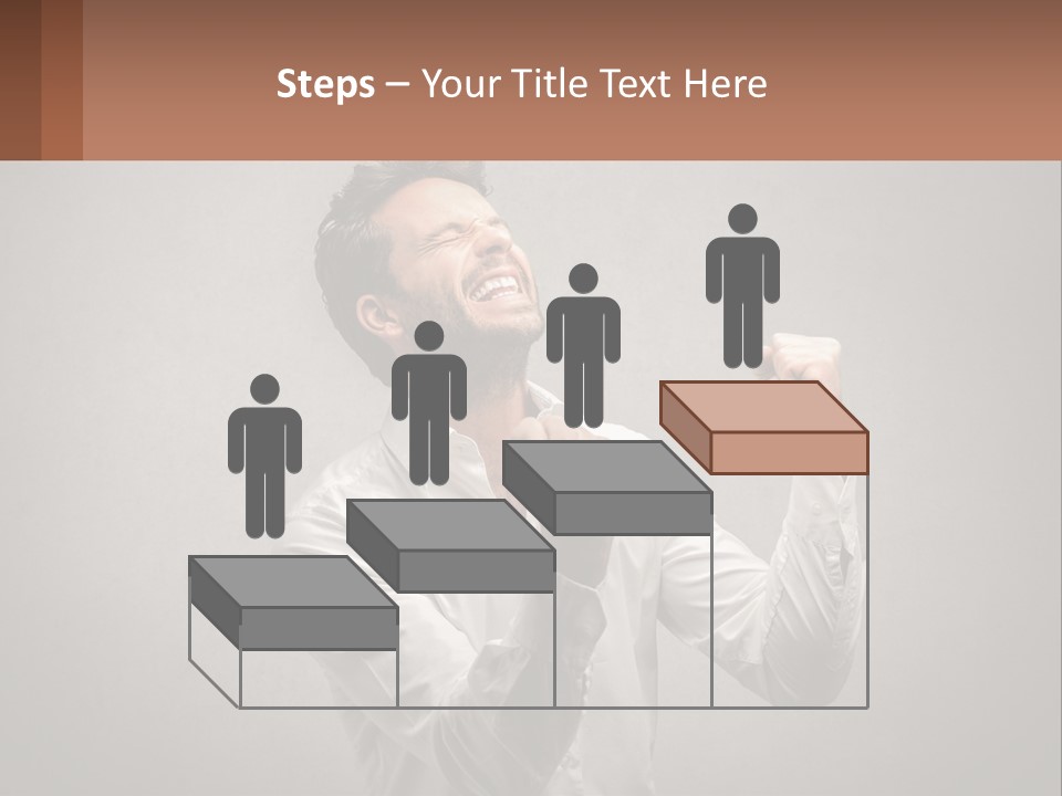 A Man In A White Shirt Is Holding His Fist Up PowerPoint Template