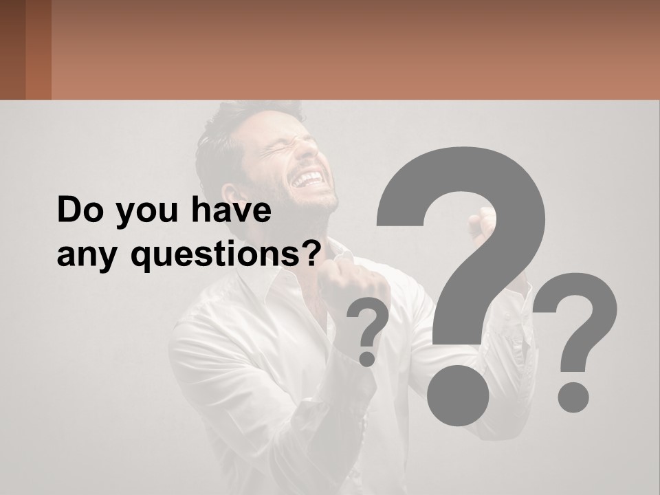 A Man In A White Shirt Is Holding His Fist Up PowerPoint Template