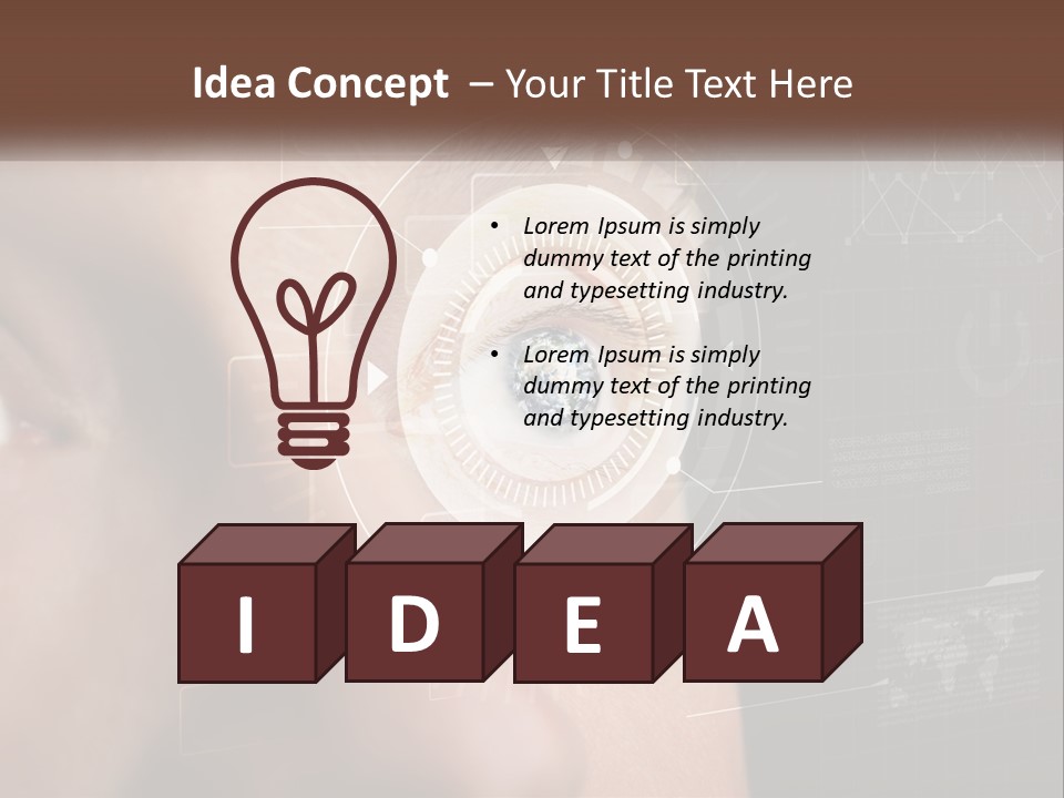 A Man's Eye Is Shown With The Words Name Of Presentation On It PowerPoint Template