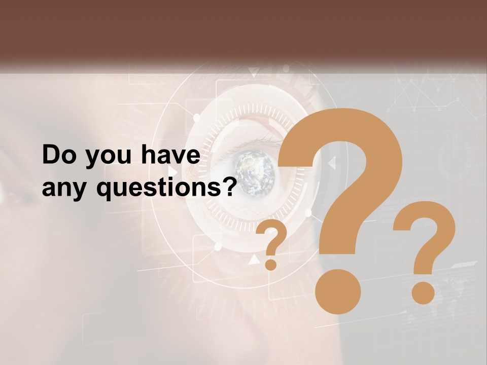 A Man's Eye Is Shown With The Words Name Of Presentation On It PowerPoint Template