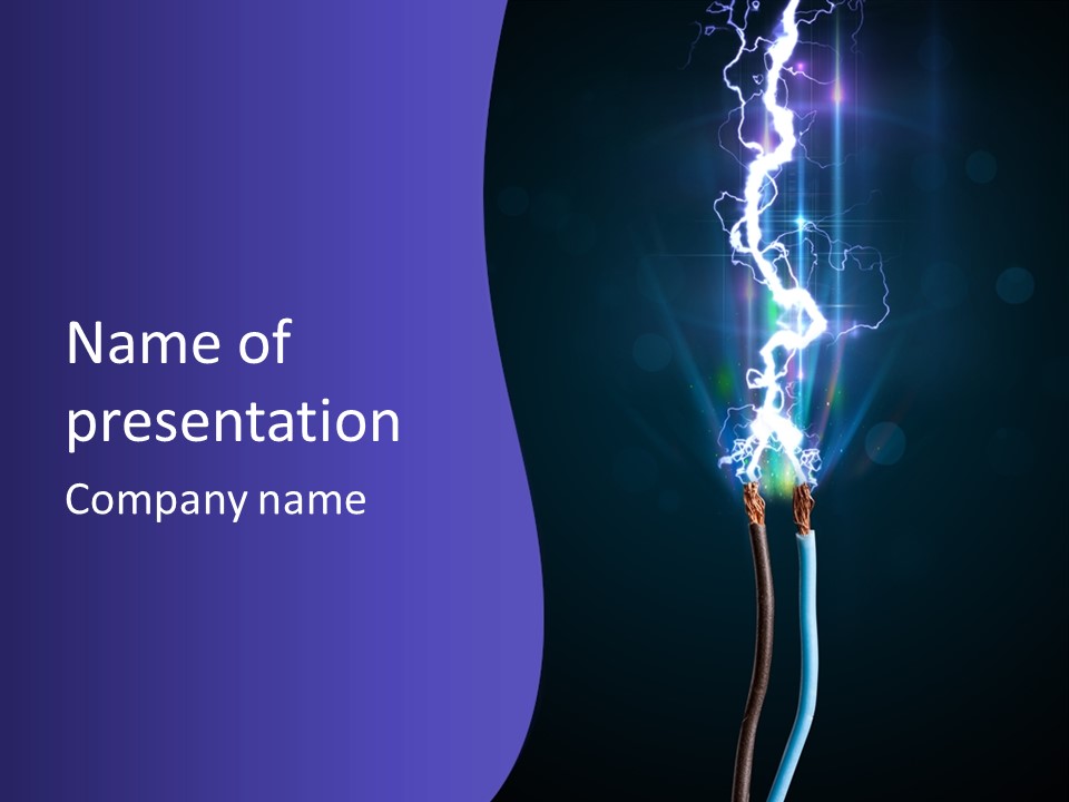 A Blue And Purple Background With A Lightening Effect PowerPoint Template