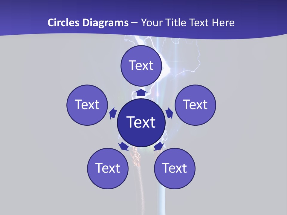 A Blue And Purple Background With A Lightening Effect PowerPoint Template