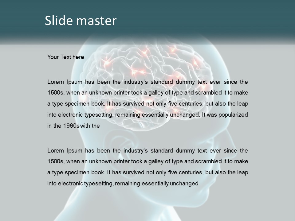A Man's Head With The Brain Highlighted In Red PowerPoint Template