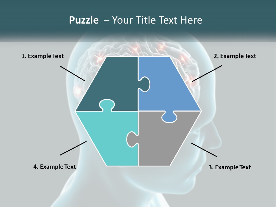 A Man's Head With The Brain Highlighted In Red PowerPoint Template